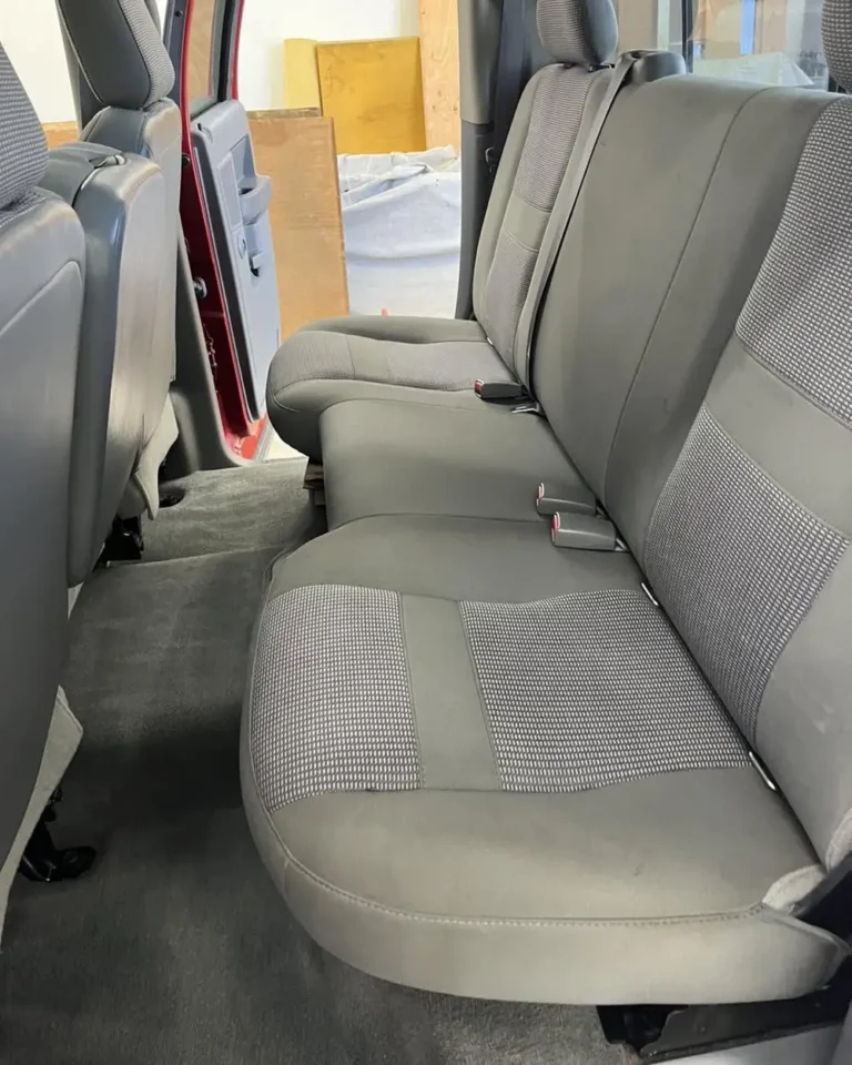 Clean cloth rear bench seats after car seat shampoo